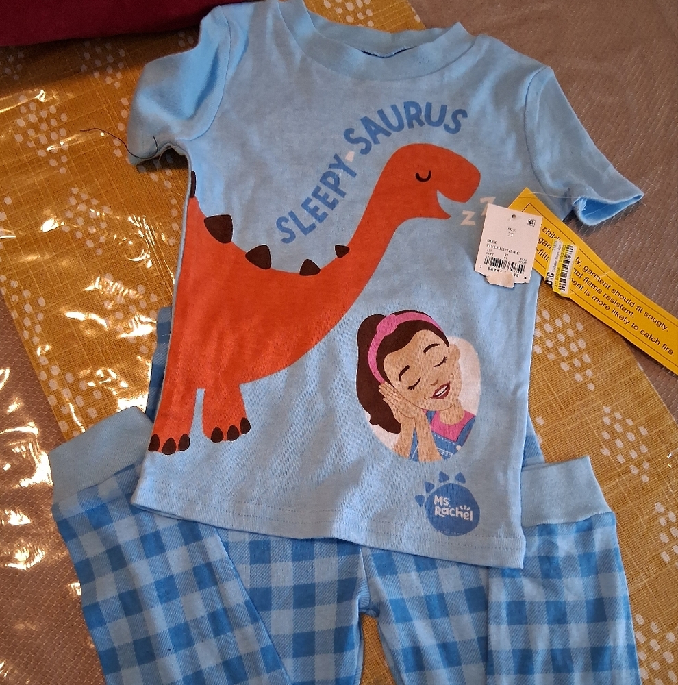 Rachel Blue Dinosaur Kids Pajamas